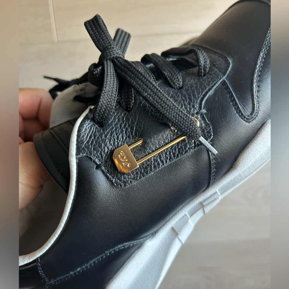 John Galliano Black Leather Sneakers Size 9.5 - Picture 4 of 11